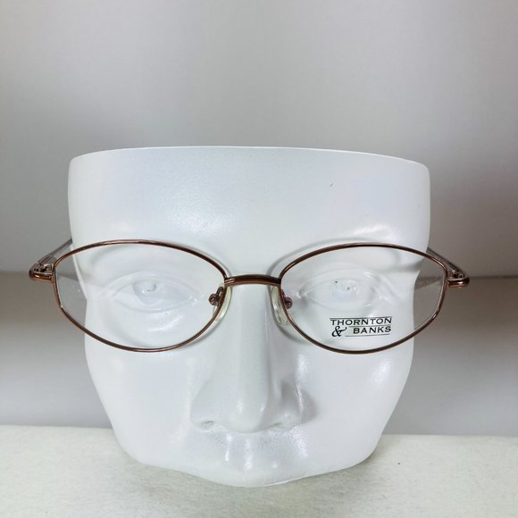 Thornton & Banks Oval Gold & Taupe Brown Eyeglasses Glasses Frames NWOT